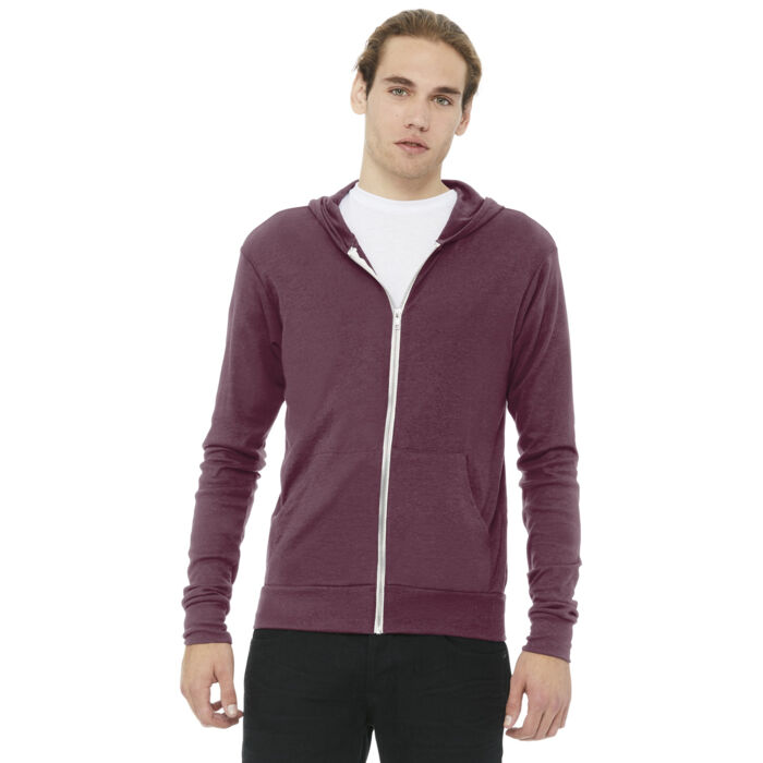 Unisex Triblend Full Zip Lightweight Hoodie Thumbnail